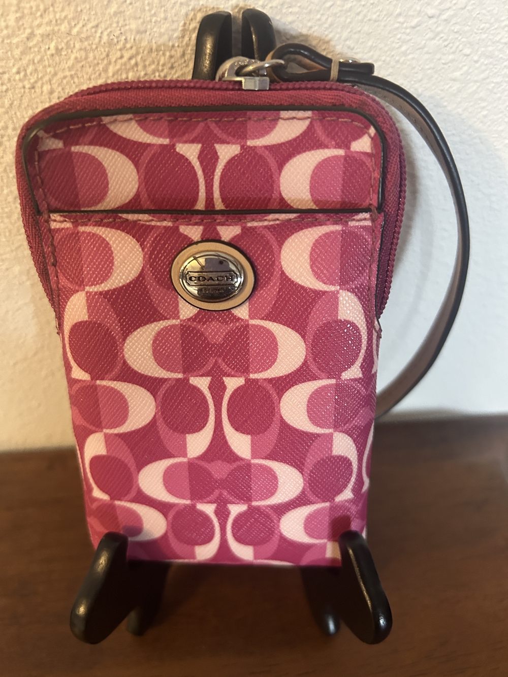 Coach Pink Signature C Phone Wristlet